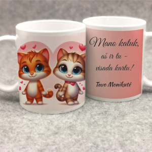Spalvotas puodelis Įsimylėję kačiukai