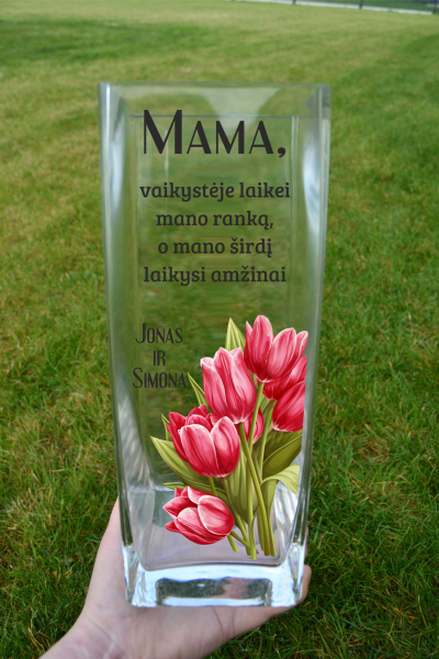 Stiklinė vaza Tulpės