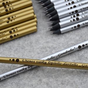 Elegantiški pieštukai su mokyklos pavadinimu