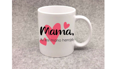 Spalvotas puodelis Mama - herojė